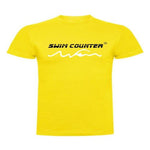 camiseta swimcounter KM en amarillo logo negro parte delantera