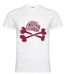 Camiseta de manga corta de punto liso de algodón blanca con logo granate standard