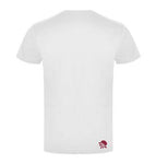 Camiseta de manga corta de punto liso de algodón blanca con logo granate standard vista trasera