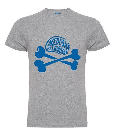 Camiseta de manga corta de punto liso de algodón standard gris logo azul
