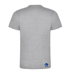 Camiseta de manga corta de punto liso de algodón standard gris logo azulvista trasera