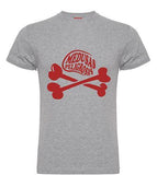 Camiseta de manga corta de punto liso de algodón gris con logo granate standard