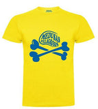 Camiseta de manga corta de punto liso de algodón amarilla con logo azul standard