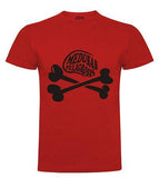 Camiseta de manga corta de punto liso de algodón granate con logo negro standard