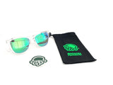 Gafas de Sol color lente verde con funda y pegatina de medusas peligrosas