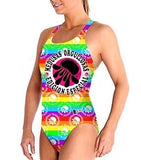 Bañador de natación de mujer vista delantera motivo LGBT